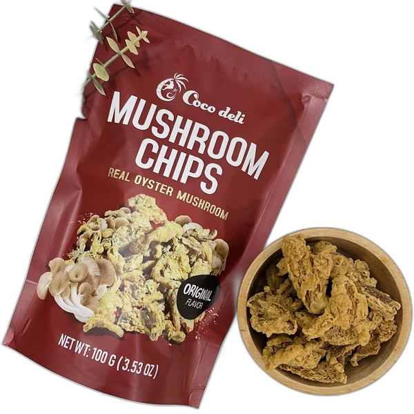 Mushroom Chips — pouch and bowl